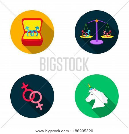Rings, balance, feminism, unicorn.Gayset collection icons in flat style vector symbol stock illustration .