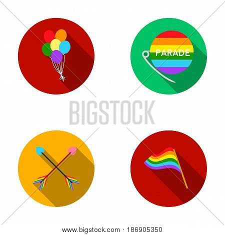 Balls, gay parade, arrows, flag. Gayset collection icons in flat style vector symbol stock illustration .