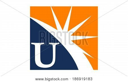 This image describe about Star Swoosh Letter U