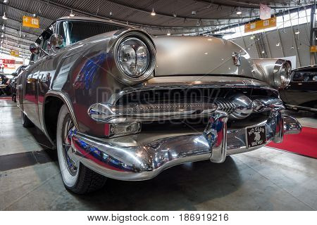 STUTTGART GERMANY - MARCH 03 2017: Mid-size luxury car Ford Mainline 1953. Europe's greatest classic car exhibition 