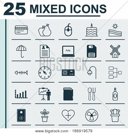 Set Of 25 Universal Editable Icons. Can Be Used For Web, Mobile And App Design. Includes Elements Such As Ventilator, Hooch, Lamppost And More.