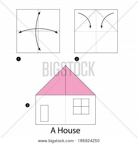 step by step instructions how to make origami a House.