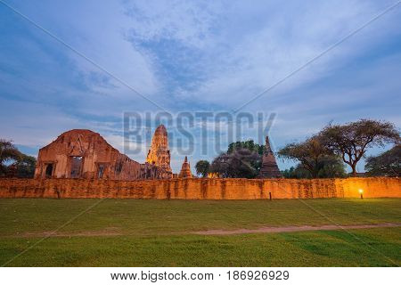 Ruins Of Buddha Statues And Pagoda Of Wat Ratcha Burana In Ayutthaya Historical Park, Thailand