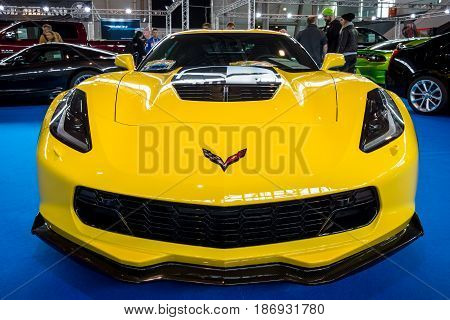 STUTTGART GERMANY - MARCH 03 2017: Sports car Chevrolet Corvette Z06 2017. Europe's greatest classic car exhibition 