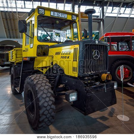 STUTTGART GERMANY - MARCH 03 2017: Tractor Mercedes-Benz MB-Trac 700 K 1987. Europe's greatest classic car exhibition "RETRO CLASSICS"