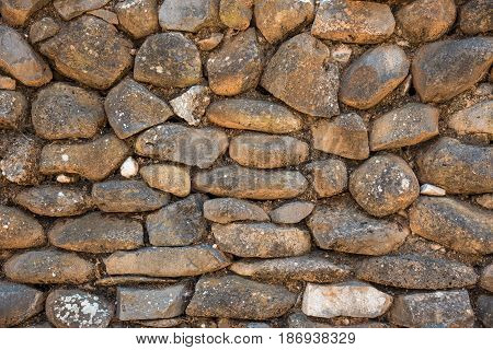 Background of stone wall in Shivta - ancient city in the Negev Desert Israel Excavations of an ancient stone wall