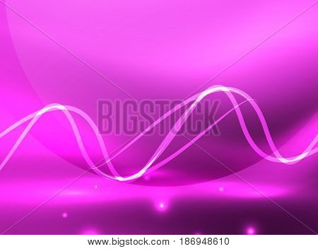 Glowing purple shiny wave background, energy concept illustration