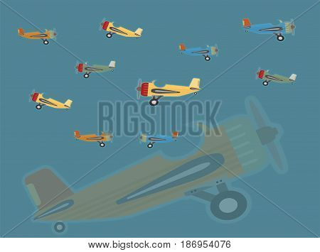 Vintage Turboprop Airplane In Colour Background
