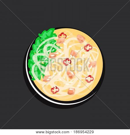 Cartoon vector illustration of asian noodles soup