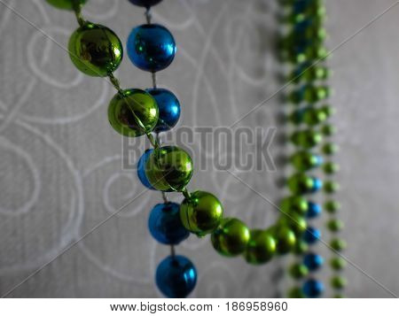 Beads. Beads. Christmas decorations. Jewelry. The scenery