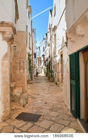 Characteristic alleyway of Locorotondo. Puglia. Southern Italy.