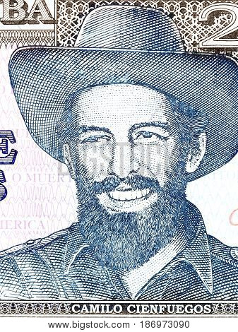 Camilo Cienfuegos Gorriaran portrait from Cuban money