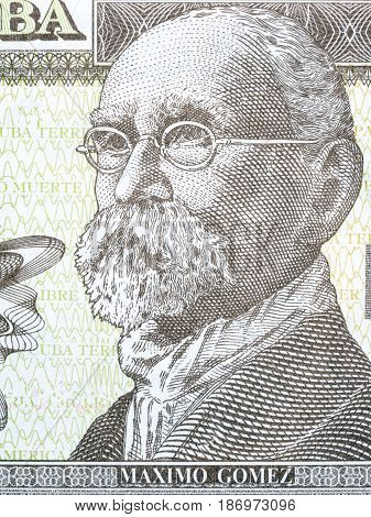 Maximo Gomez portrait from Cuban money - peso