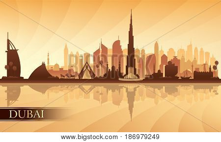 Dubai City Skyline Silhouette Background