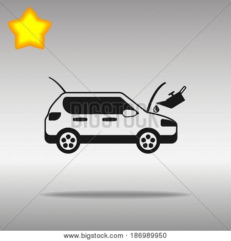 car with the hood up receiving fluid in the engine black Icon button logo symbol concept high quality on the gray background