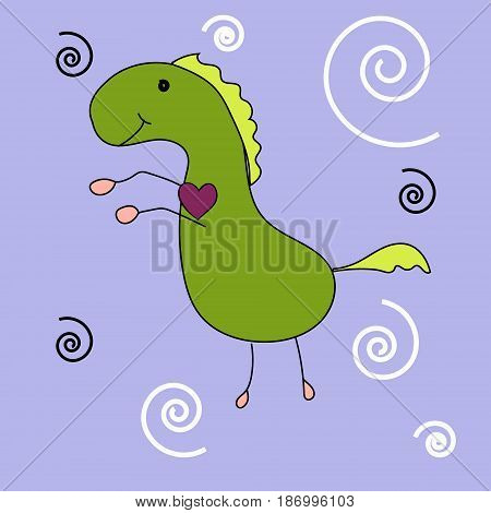 freehand drawn thought textured cartoon dinosaur cute