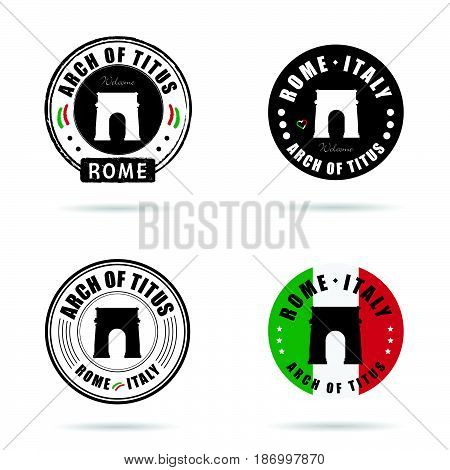 Seal Arch Of Titus Rome Set Illustration