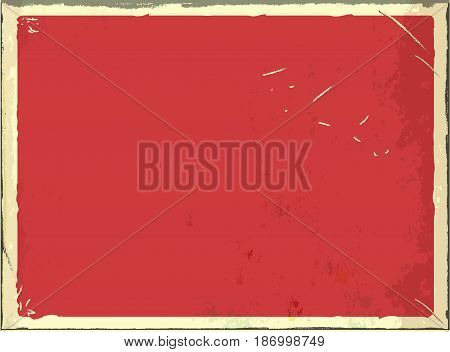 Vintage blank metal sign for text or graphics. Vector retro empty background. Red color
