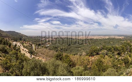 Panoramic view from ancient fortress named Kasbah Ras el-Ain in Asserdoun province of Beni Mellal Morocco.