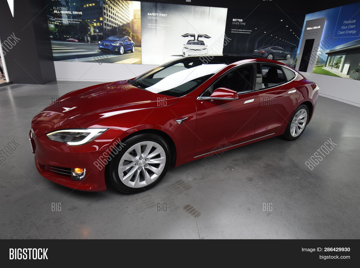 Tesla Deep Red Model S Image & Photo (Free Trial) | Bigstock