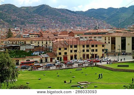 Cityscape Of Cusco Old City As Seen From The Incan Sun Temple Coricancha, Cusco, Peru, 5th May 2018
