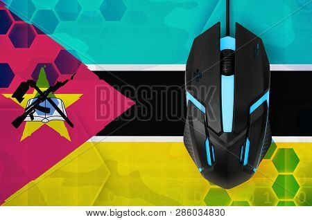 Mozambique Flag  And Computer Mouse. Concept Of Country Representing E-sports Team