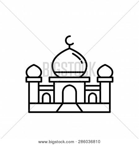 Islam Great Mosque. Simple Monoline Icon Style For Muslim Ramadan And Eid Al Fitr Celebration.