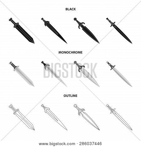 Vector Illustration Of Game  And Armor  Sign. Set Of Game  And Blade  Vector Icon For Stock.