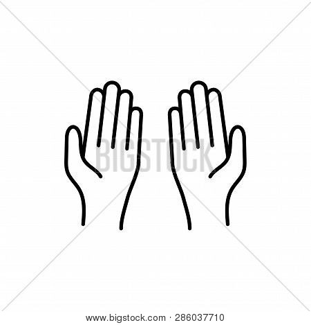 Islam Prayer Hands. Simple Monoline Icon Style For Muslim Ramadan And Eid Al Fitr Celebration.