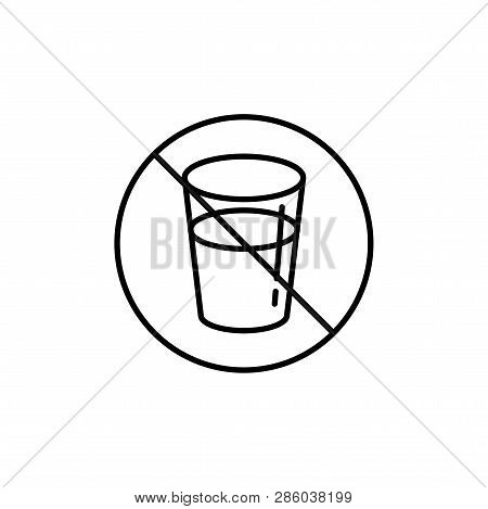 No Drink For Fasting Symbol. Simple Monoline Icon Style For Muslim Ramadan And Eid Al Fitr Celebrati