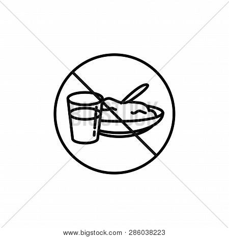 No Eat And Drink For Fasting Symbol. Simple Monoline Icon Style For Muslim Ramadan And Eid Al Fitr C