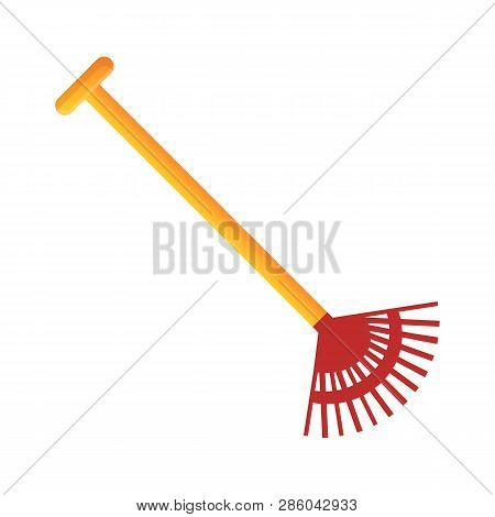Leaves Rake Icon. Cartoon Of Leaves Rake Vector Icon For Web Design Isolated On White Background