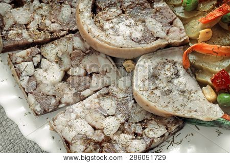 Saltison: Delicious Meat Appetizer With Various Vegetables.
