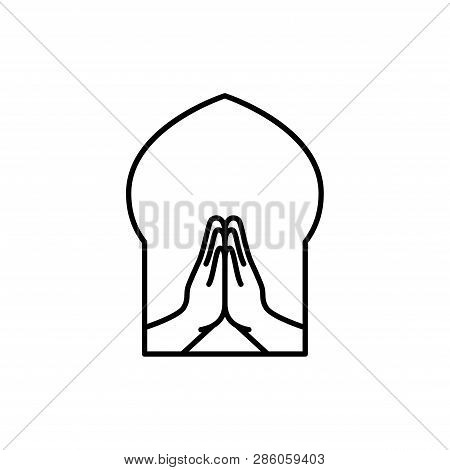 Islam Forgive Hand Symbol. Simple Monoline Icon Style For Muslim Ramadan And Eid Al Fitr Celebration