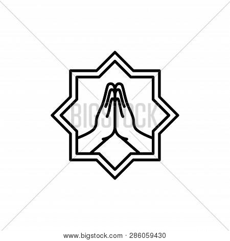 Islam Forgive Hand Symbol. Simple Monoline Icon Style For Muslim Ramadan And Eid Al Fitr Celebration