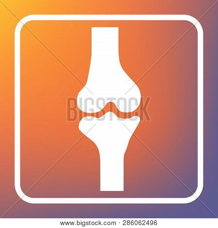 Knee Joint Sign. Vector. White Icon On Transparent Button At Orange-violet Gradient Background. Illu