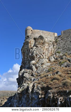 Venetian Fortress Fortezza In Rethymno On The Coast Of The Cretan Sea, Crete Island, Greece