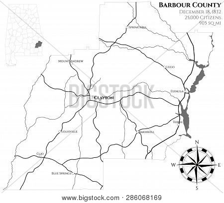 Large And Detailed Map Of Barbour County In Alabama, Usa