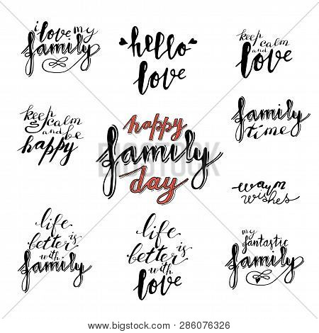 Hand Lettering Phrases Collection In Black Isolated On White Background