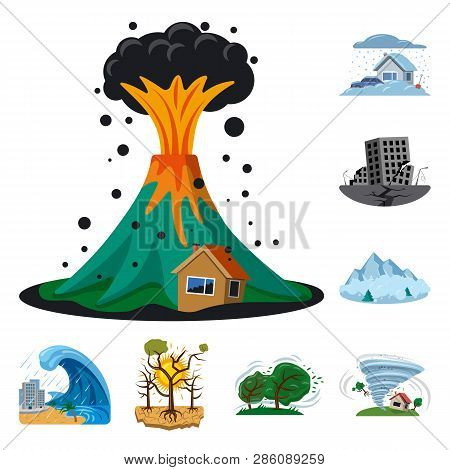 Vector Design Of Natural And Disaster Sign. Collection Of Natural And Risk Stock Vector Illustration