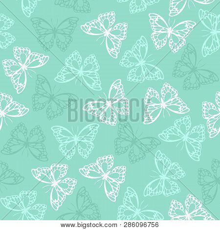 Seamless Pattern With Colored Butterflies. Vector Illustration