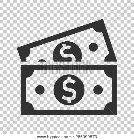 Dollar Currency Banknote Icon In Flat Style. Dollar Cash Vector Illustration On Isolated Background.