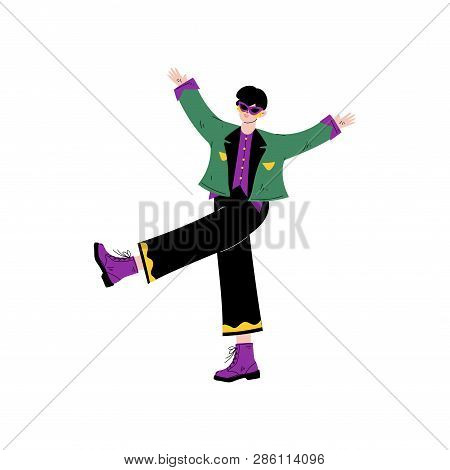 Young Man Wearing Traditional Mardi Gras Costume Celebrating Carnival Party Vector Illustration