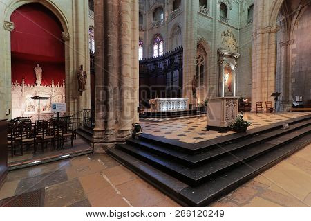Lyon, France, February 23, 2019 : Saint-nizier Church, Located In The Heart Of The Presque Ile, Is O