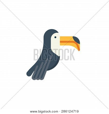 Toucan Bird Flat Icon, Vector Sign, Colorful Pictogram Isolated On White. Exotic Toco Toucan Symbol,