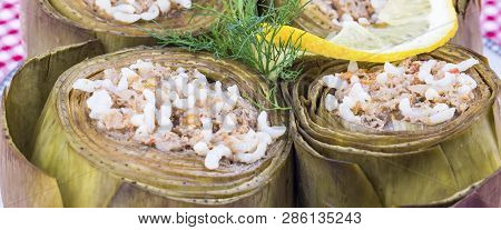 Traditional Delicious Turkish Foods; Stuffed Artichoke (enginar Dolmasi)