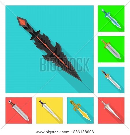 Isolated Object Of  And Sword  Icon. Set Of  And Knife  Vector Icon For Stock.