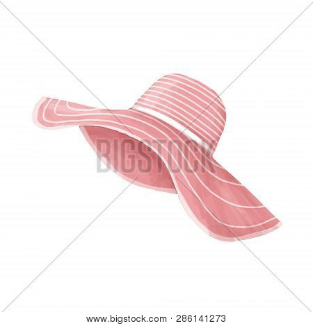 Hat Clip Art Digital Beach Pink Hat Fashion Watercolor Headdress Woman Summer Set On White Backgroun