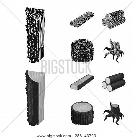 Vector Illustration Of Tree   And Raw  Sign. Set Of Tree   And Construction Vector Icon For Stock.