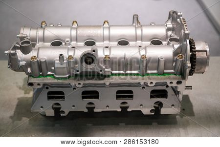 The Powerful Engine Of A Car. Internal Design Of Engine. Car Engine Part. Modern Powerful Car Engine